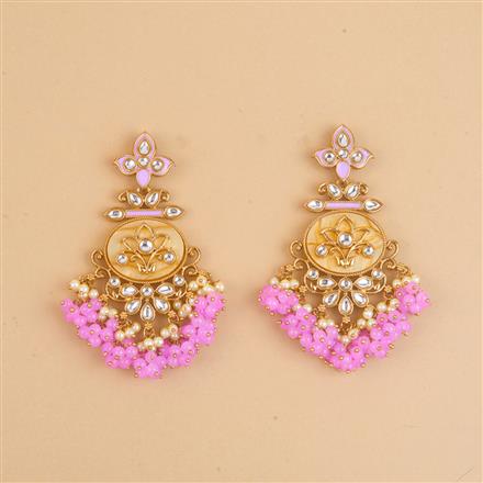 Indo Western Mother Of Pearl Earring With Mehndi Plating