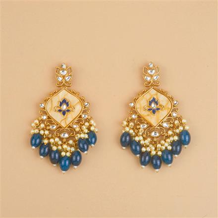 Indo Western Mother Of Pearl Earring With Mehndi Plating
