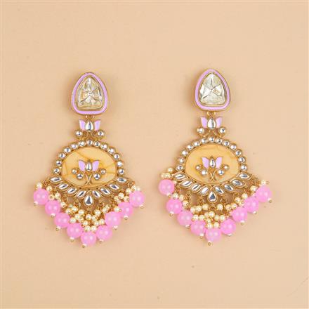 Indo Western Mother Of Pearl Earring With Mehndi Plating