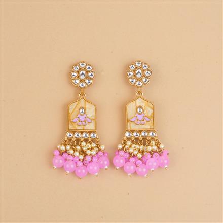 Indo Western Mother Of Pearl Earring With Mehndi Plating