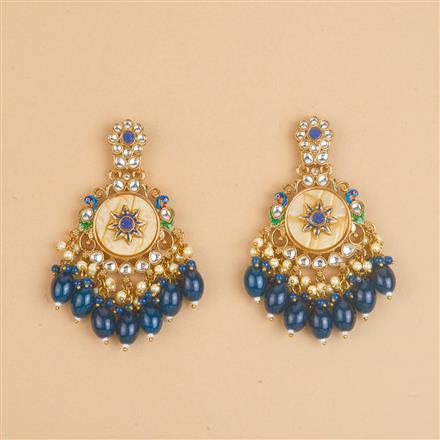 Indo Western Mother Of Pearl Earring With Mehndi Plating