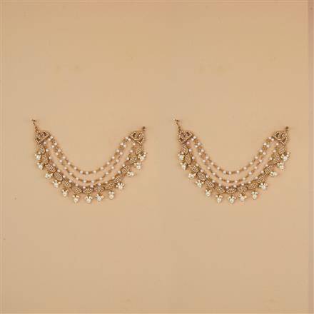 Indo Western Pearl Ear Chain With Mehndi Plating