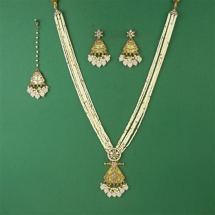 Indo Western Long Necklace Set With Mehndi Plating