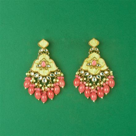 Indo Western Mother Of Pearl Earring With Mehndi Plating
