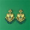 Indo Western Mother Of Pearl Earring With Mehndi Plating