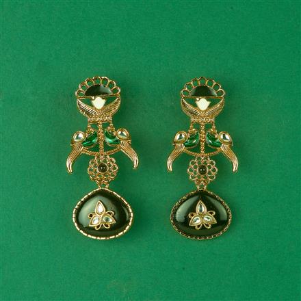 Indo Western Peacock Earring With Mehndi Plating