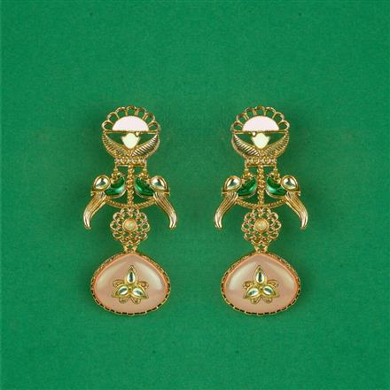 Indo Western Peacock Earring With Mehndi Plating