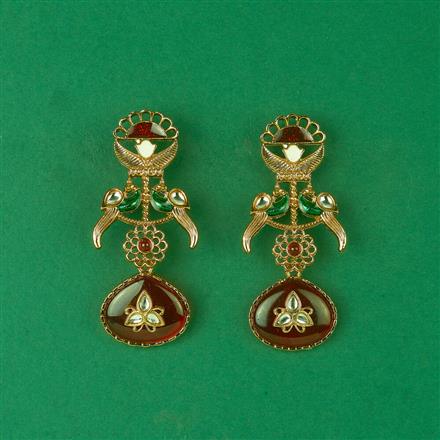 Indo Western Peacock Earring With Mehndi Plating