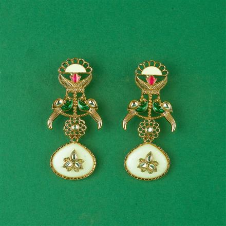 Indo Western Peacock Earring With Mehndi Plating