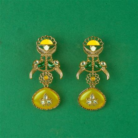 Indo Western Peacock Earring With Mehndi Plating