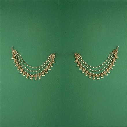 Indo Western Moti Ear Chain With Mehndi Plating