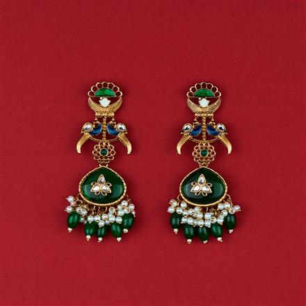 Indo Western Peacock Earring With Mehndi Plating