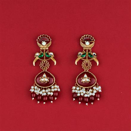 Indo Western Peacock Earring With Mehndi Plating