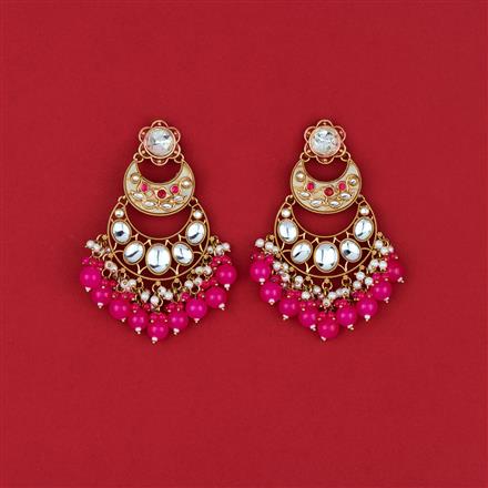 Indo Western Mother Of Pearl Earring With Mehndi Plating