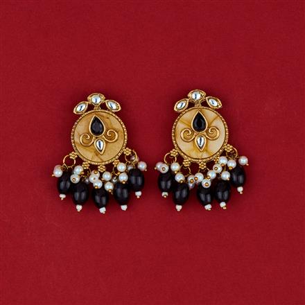 Indo Western Mother Of Pearl Earring With Mehndi Plating