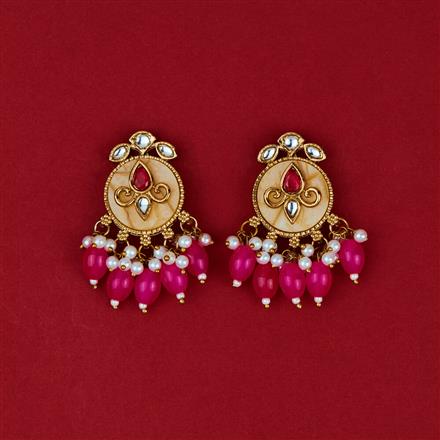 Indo Western Mother Of Pearl Earring With Mehndi Plating