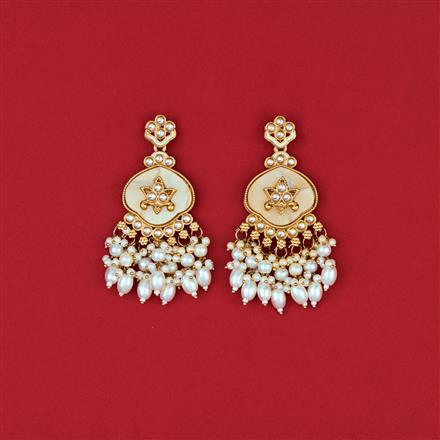 Indo Western Mother Of Pearl Earring With Mehndi Plating