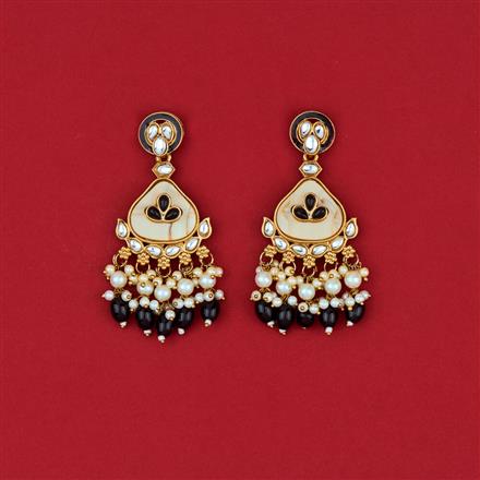 Indo Western Mother Of Pearl Earring With Mehndi Plating