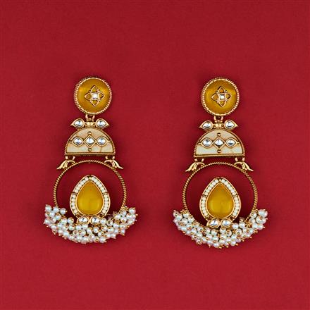Indo Western Mother Of Pearl Earring With Mehndi Plating