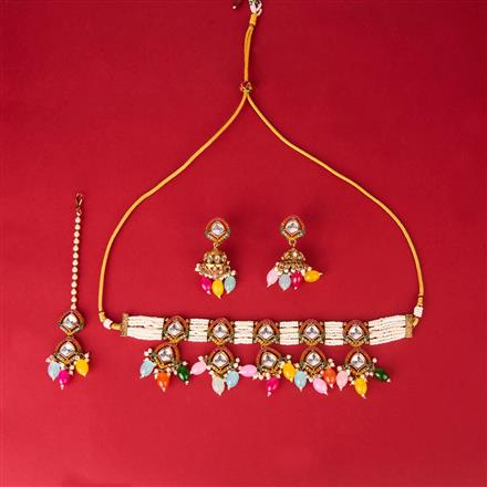 Indo Western Choker Necklace With Mehndi Plating