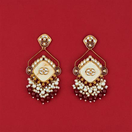 Indo Western Mother Of Pearl Earring With Mehndi Plating