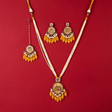 Indo Western Long Necklace With Mehndi Plating
