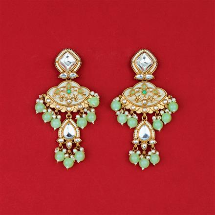 Indo Western Mother Of Pearl Earring With Mehndi Plating
