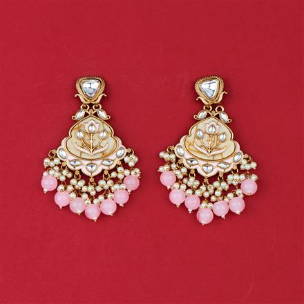 Indo Western Mother Of Pearl Earring With Mehndi Plating