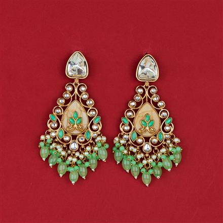 Indo Western Mother Of Pearl Earring With Mehndi Plating