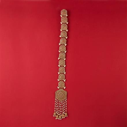 Indo Western Pearl Hair Brooch With Mehndi Plating