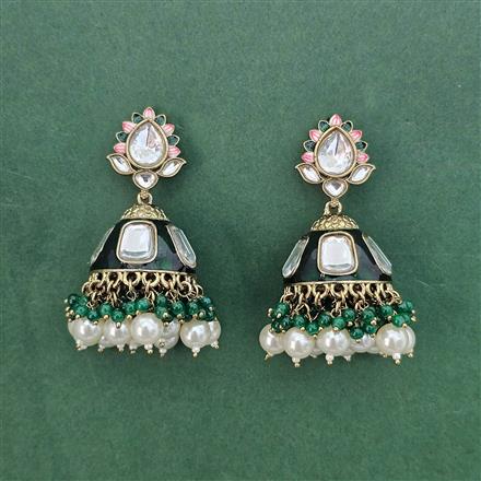 Indo Western Meenakari Jhumki With Mehndi Plating