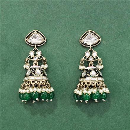 Indo Western Meenakari Jhumki With Mehndi Plating