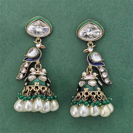 Indo Western Meenakari Jhumki With Mehndi Plating