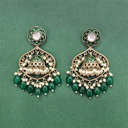 Indo Western Meenakari Jhumki With Mehndi Plating