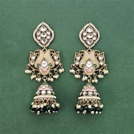 Indo Western Meenakari Jhumki With Mehndi Plating
