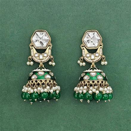 Indo Western Meenakari Jhumki With Mehndi Plating