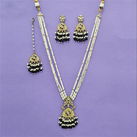 Indo Western Mother Of Pearl Necklace Set With Mehndi Plating