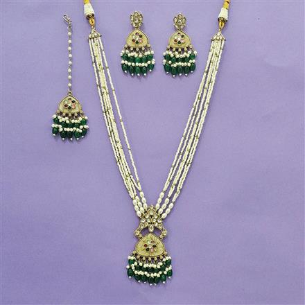 Indo Western Mother Of Pearl Necklace Set With Mehndi Plating