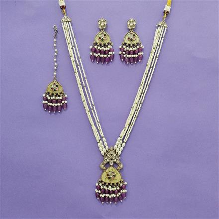 Indo Western Mother Of Pearl Necklace Set With Mehndi Plating