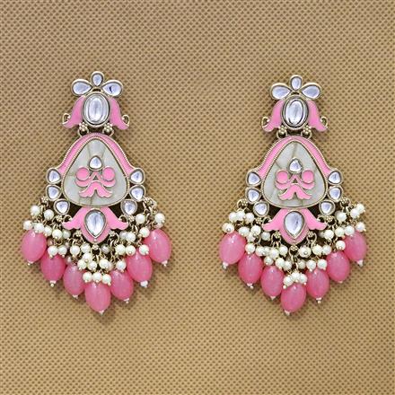 Indo Western Mother Of Pearl Earring With Mehndi Plating