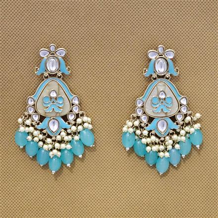 Indo Western Mother Of Pearl Earring With Mehndi Plating