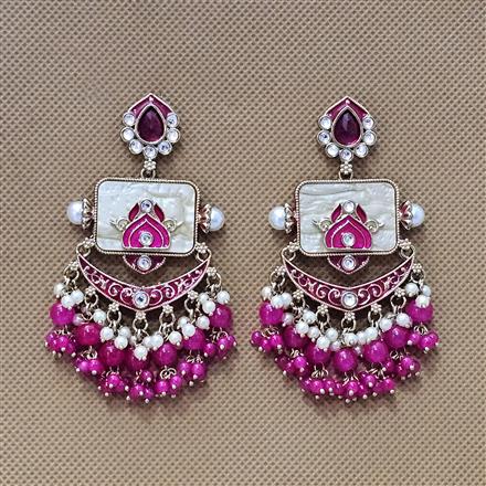 Indo Western Mother Of Pearl Earring With Mehndi Plating