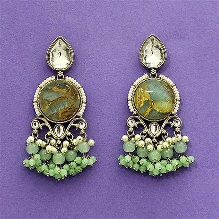Indo Western Classic Earring With Mehndi Plating