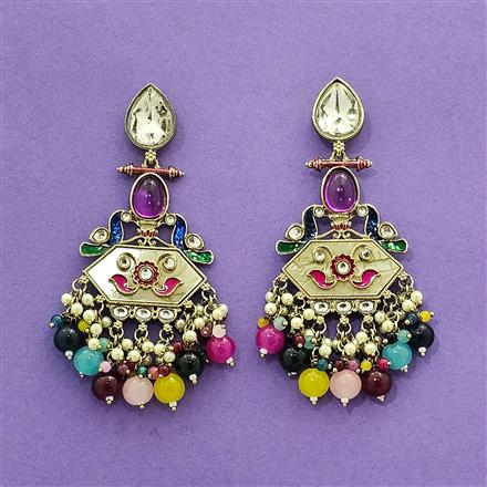 Indo Western Classic Earring With Mehndi Plating