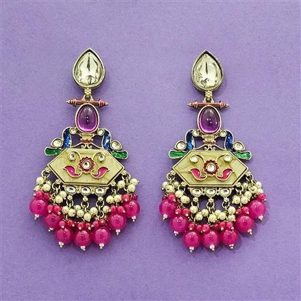Indo Western Classic Earring With Mehndi Plating