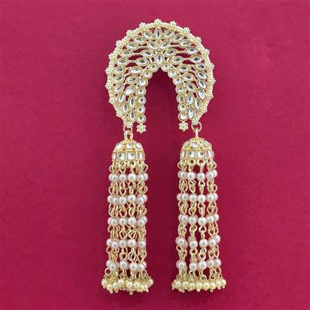 Indo Western Moti Hair Brooch With Gold Plating