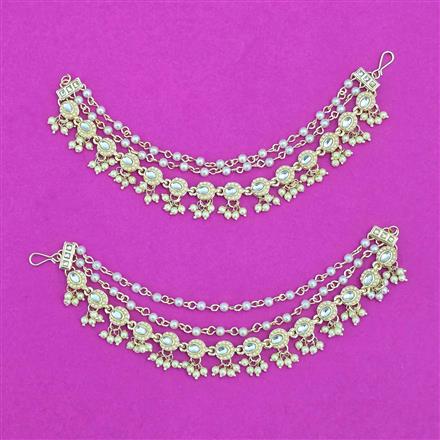 Indo Western Moti Ear Chain With Gold Plating