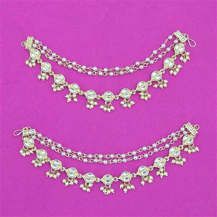Indo Western Moti Ear Chain With Gold Plating