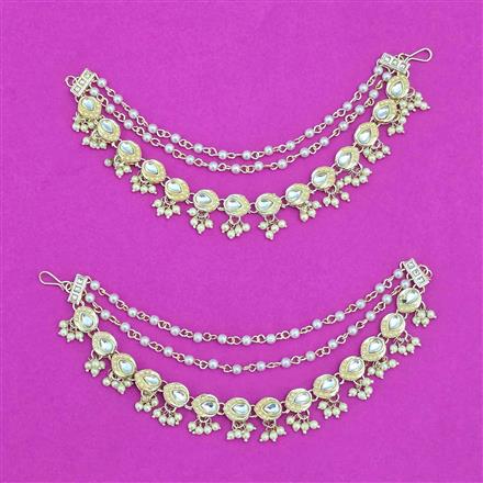 Indo Western Moti Ear Chain With Gold Plating