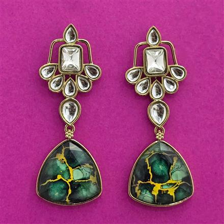 Indo Western Classic Earring With Mehndi Plating